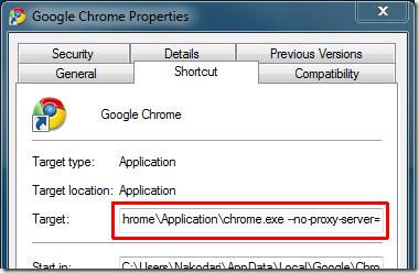 Impostazioni del server proxy di Google Chrome