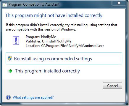 Windows 7：停用此程式可能未正確安裝