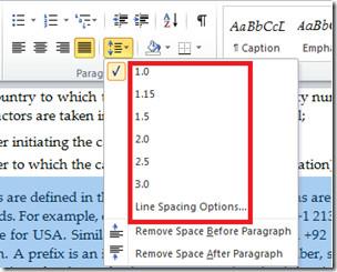 Spațiere în Microsoft Word 2010