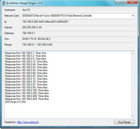 Ping Alamat IP Berbilang Dengan Julat Alamat IP Pinger