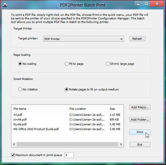 PDF2Printer: Windows 8의 PDF 컨텍스트 메뉴에 인쇄 옵션 추가