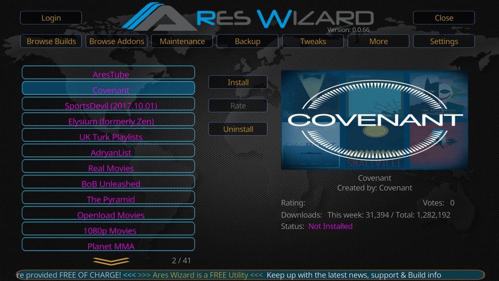 Covenantアドオンガイド：Kodiで映画やテレビ番組をストリーミング