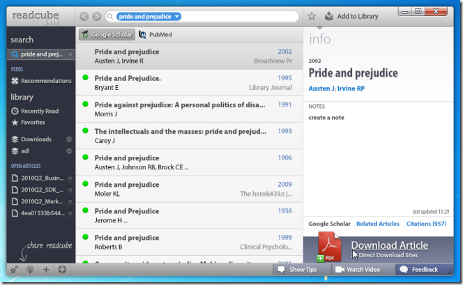 ReadCube: поиск PDF-файлов в Google Scholar и организация локальных PDF-файлов