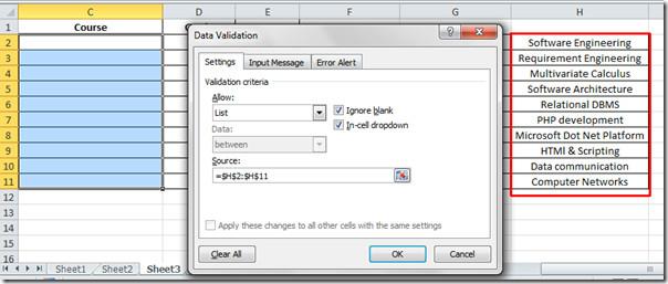 Excel 2010: Lista de Validação de Dados