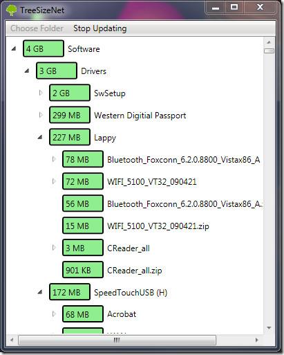 TreeSizeNet – ファイルとディレクトリのサイズをツリー表示