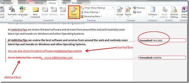 Controlar alterações em documentos do Word 2010