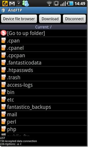 AndFTP es un excelente servidor/cliente FTP para Android AndFTP es un excelente servidor/cliente FTP para Android
