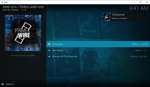 Complemento 1Channel para Kodi: como instalá-lo para uma variedade de filmes e séries de TV