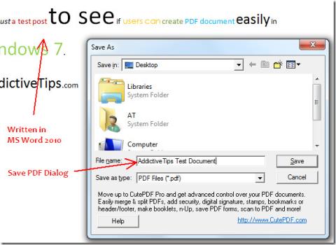 Windows 7でMicrosoft Word 2010からPDF文書を作成する