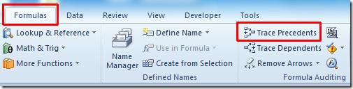 Excel 2010：追蹤公式先例與從屬項