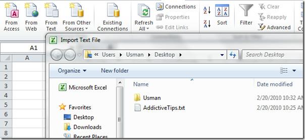 Dokumenttextdatei in Excel 2010-Arbeitsblatt importieren Dokumenttextdatei in Excel 2010-Arbeitsblatt importieren
