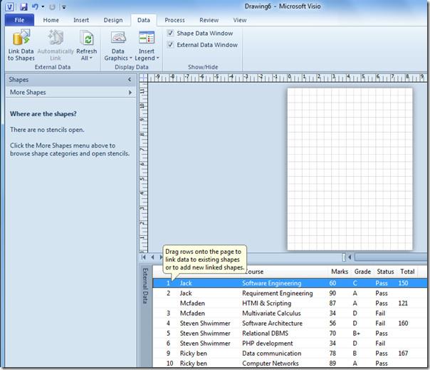 Crie diagramas no MS Visio 2010 vinculando planilhas do Excel