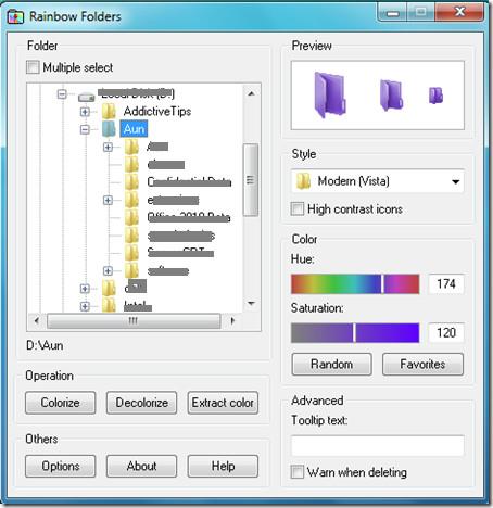 Rainbow FoldersでWindows 7のフォルダの色を変更する