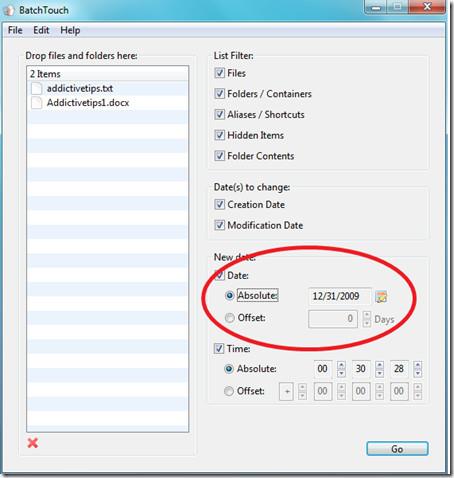 Batch Touch – تغيير تاريخ إنشاء/تعديل الملفات والمجلدات