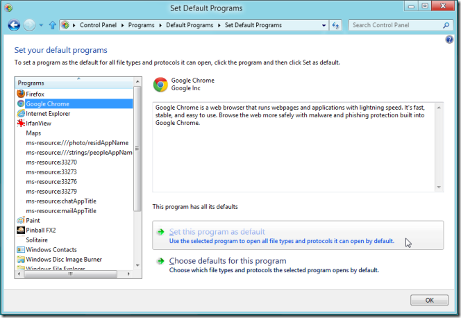在 Windows 8 中為第三方/桌面應用程式的連結設定預設瀏覽器 在 Windows 8 中為第三方/桌面應用程式的連結設定預設瀏覽器