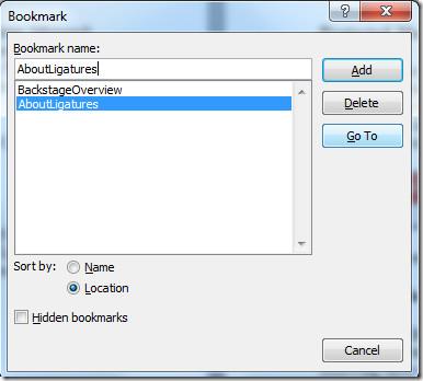 Word 2010 書籤