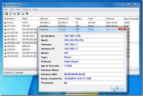 NetRouteView è unalternativa GUI allutilità di routing integrata di Windows