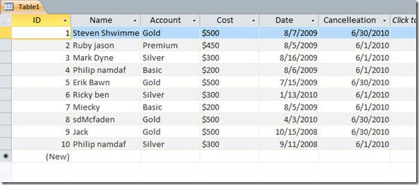 MS Access 2010 の DATE 関数