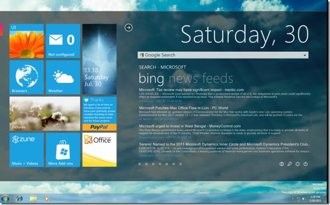 Получите начальный экран Windows 8 на Windows 7 со скином Omnimo Rainmeter
