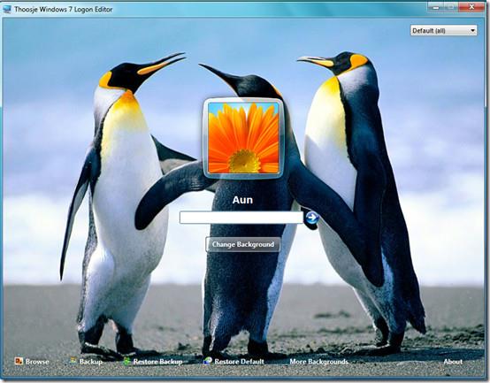 Editor de logon do Windows 7