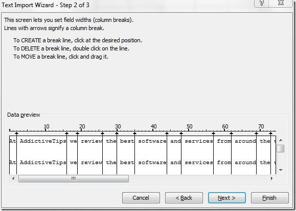Importar arquivo de texto de documento para planilha do Excel 2010