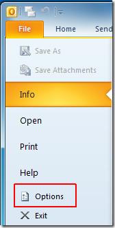 使用 IMAP 收件匣資料夾啟動 Outlook 2010