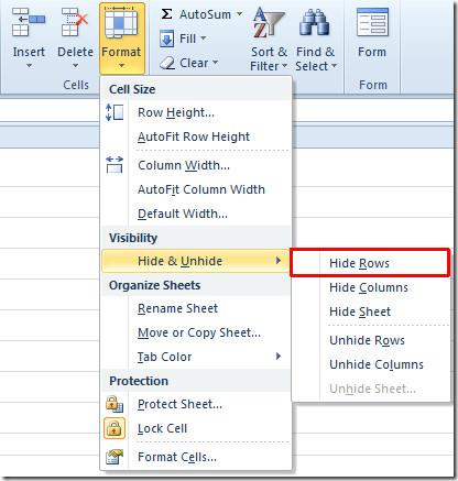 Excel 2010：隱藏/取消隱藏列、行、工作表
