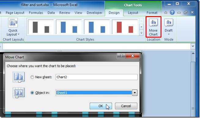 將圖表作為物件移動到任何工作表 [Excel 2010]