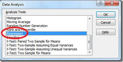 تحليل الانحدار في Excel 2010