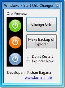 Windows 7 Orb Changer：更改開始按鈕