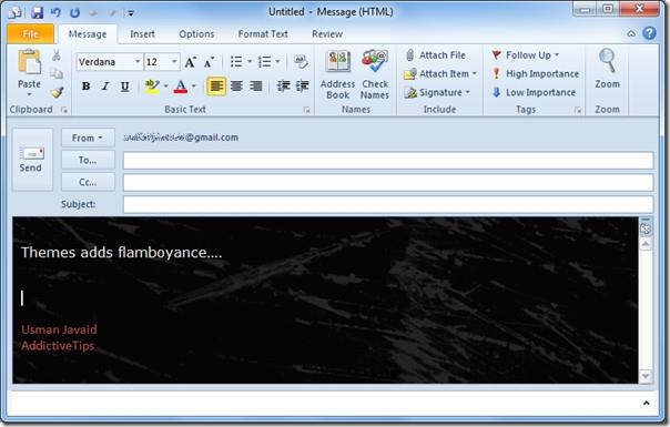 Alterar as configurações de fonte e tema de e-mail padrão no Outlook 2010