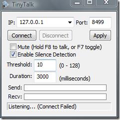 使用 TinyTalk 透過本地網路或網路通話（語音聊天）