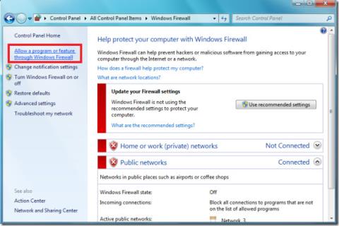 在 Windows 7 中阻止程式取得未經請求的 Internet 存取權限