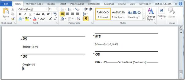 Jak indeksować tekst dokumentu Word 2010