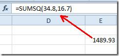 Excel 2010：SUMSQ 函數
