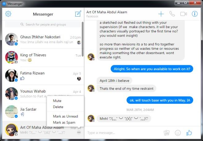 FacebookのWebベースのメッセンジャーをデスクトップアプリとして使う