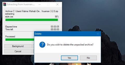 將 WinRAR 設定為提取後自動刪除存檔