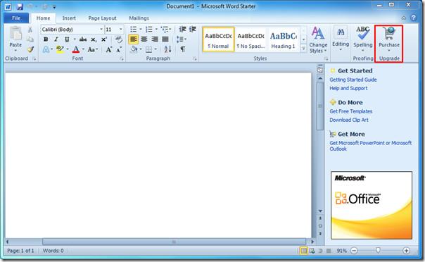 Microsoft Office Starter 2010'u yükseltin