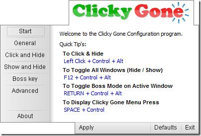 Masquer les onglets et les fenêtres de la barre des tâches avec Clicky Gone Masquer les onglets et les fenêtres de la barre des tâches avec Clicky Gone