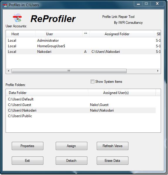 修復損壞的 Windows 7 使用者設定檔關聯