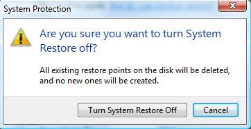 Systeemherstel uitschakelen in Windows 7 / Vista / XP