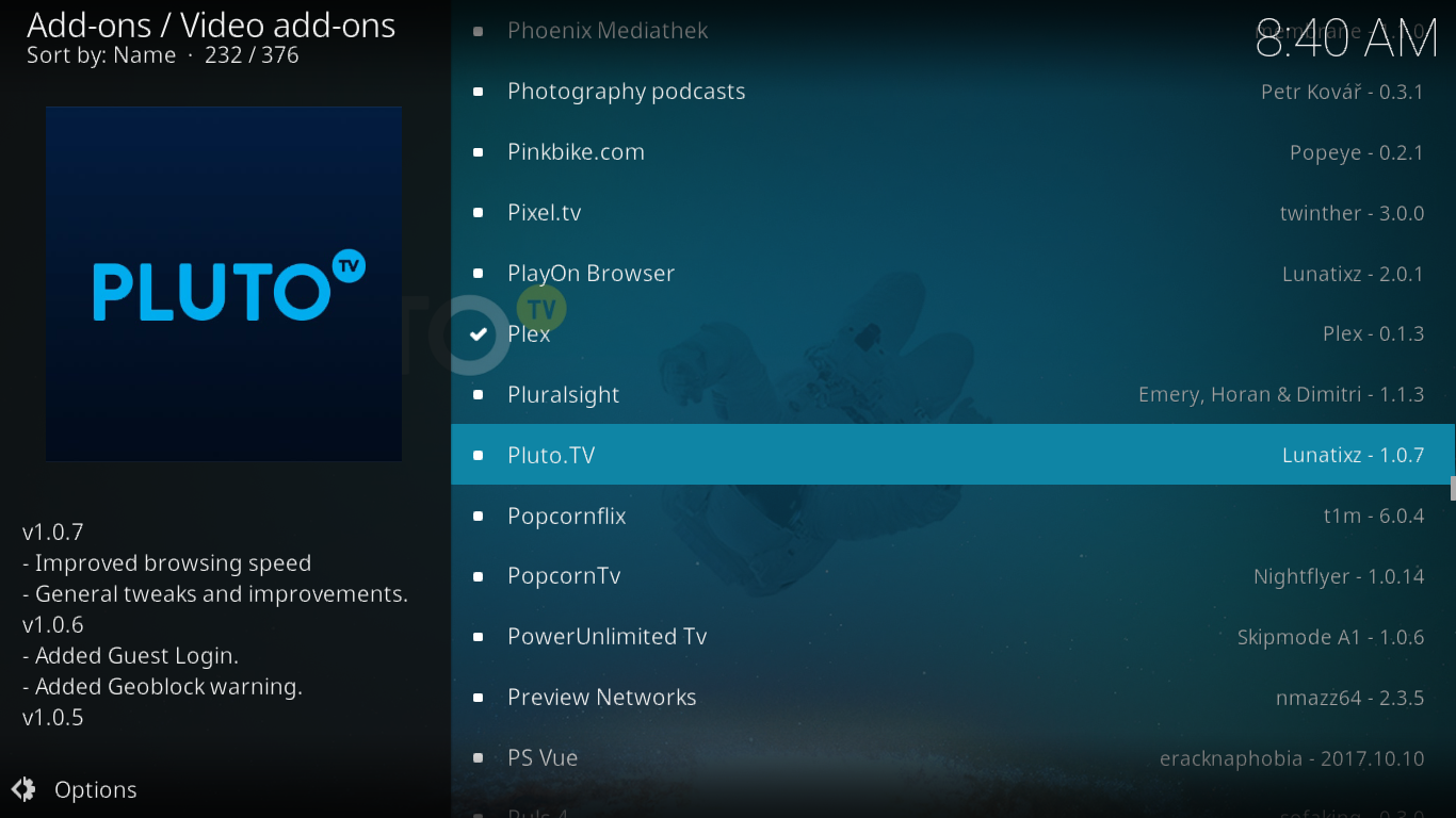 Module complémentaire Pluto.tv pour Kodi : installation et visite guidée Module complémentaire Pluto.tv pour Kodi : installation et visite guidée