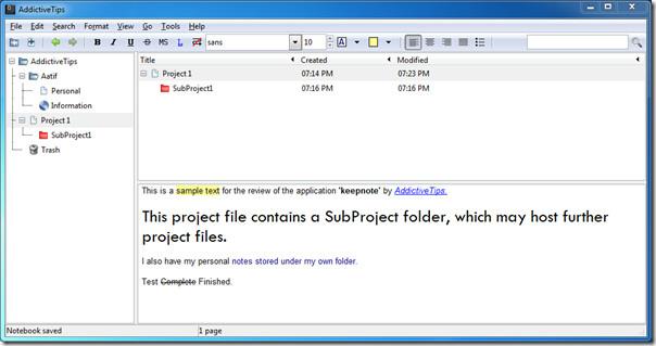 KeepNote: Alat Mengambil Nota Dengan Hierarki Buku Nota