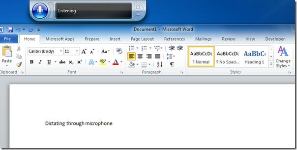 Use o Windows 7 para substituir o reconhecimento de fala ausente do Word 2010