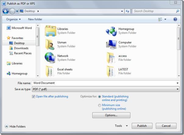 Word 2010文書をPDF/XPS形式に変換する方法