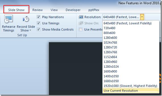 Alterar a resolução da apresentação do PowerPoint 2010 Alterar a resolução da apresentação do PowerPoint 2010
