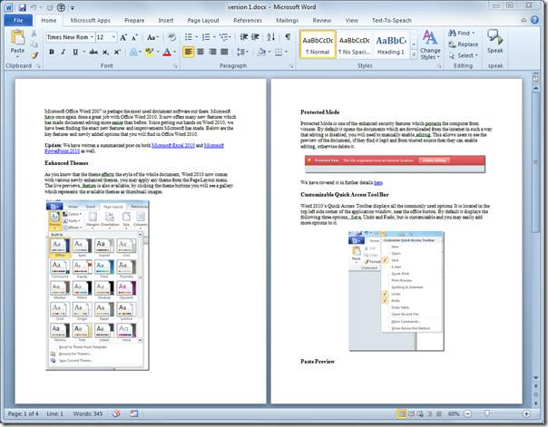 Word 2010で画像の背景と色を挿入する