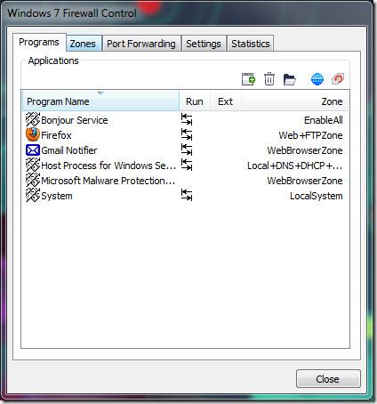 Windows 7 ファイアウォールの送信保護
