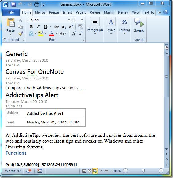 將 OneNote 2010 筆記本儲存為 Doc、Docx、PDF 格式