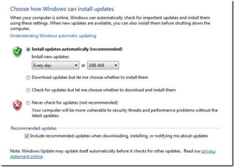Windows 7 / Vista の自動更新のダウンロードを無効にする